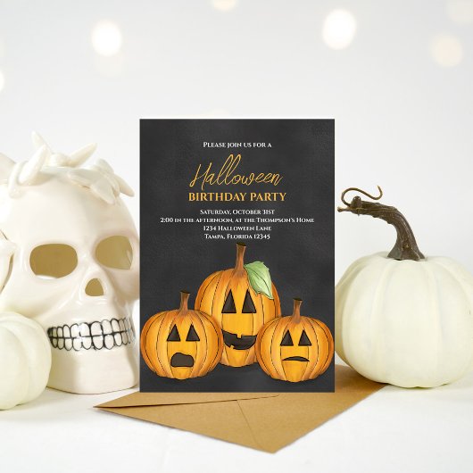 Invitation Fête d'anniversaire d'Orange Citrouille