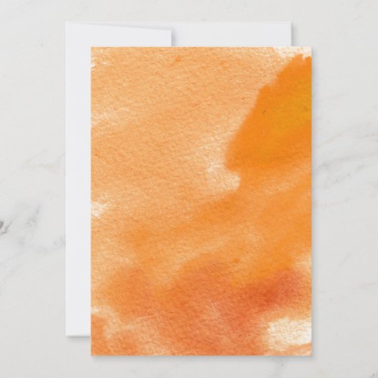 Invitation Fête d'anniversaire d'orange d'aquarelle abstraite (Dos)