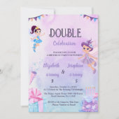Invitation Fête d'anniversaire double fée pour filles (Devant)