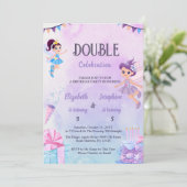 Invitation Fête d'anniversaire double fée pour filles (Debout devant)