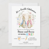 Invitation Fête d'anniversaire double frères et soeurs (Devant)