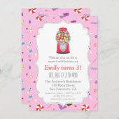 Invitation Fête d'anniversaire douce de sucrerie de machine (Devant / Derrière)