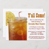 Invitation Fête d'anniversaire douce du sud drôle de thé (Devant / Derrière)