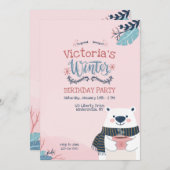 Invitation Fête d'anniversaire d'Ours d'hiver (Devant / Derrière)