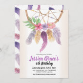 Invitation Fête d'anniversaire Dreamcatcher Purple Floral Inv (Devant / Derrière)
