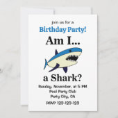 Invitation Fête d'anniversaire drôle avec requin bleu (Devant)