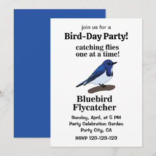 Invitation Fête d'anniversaire drôle avec un oiseau bleu sur