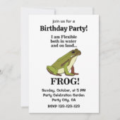 Invitation Fête d'anniversaire drôle de Grenouille Verte (Devant)