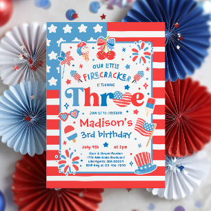 Invitation Fête d'anniversaire du 14 juillet Little Firecrack