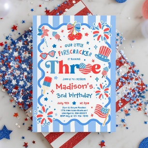 Invitation Fête d'anniversaire du 14 juillet Little Firecrack