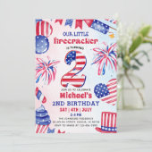 Invitation Fête d'anniversaire du 14 juillet Little Firecrack (Debout devant)