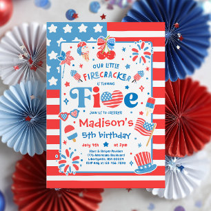 Invitation Fête d'anniversaire du 14 juillet petite pétarade