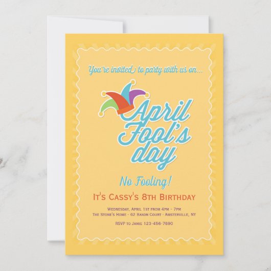 Invitation Fête d'anniversaire du 1er avril (Devant)