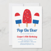 Invitation Fête d'anniversaire du 4 juillet Popsicle Pop On O (Devant)