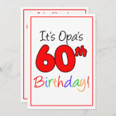 Invitation Fête d'anniversaire du 60e anniversaire d'Opa (Devant / Derrière)