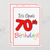 Invitation Fête d'anniversaire du 70e anniversaire de l'Opa (Devant / Derrière)