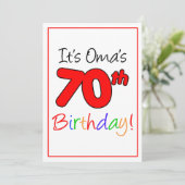 Invitation Fête d'anniversaire du 70e anniversaire d'Oma (Debout devant)