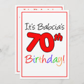 Invitation Fête d'anniversaire du 70ème anniversaire de Babci (Devant / Derrière)