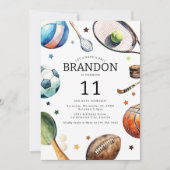 Invitation Fête d'anniversaire du bal sportif pour enfants mo (Devant)