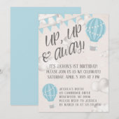 Invitation Fête d'anniversaire du ballon à air chaud de Up an (Devant / Derrière)