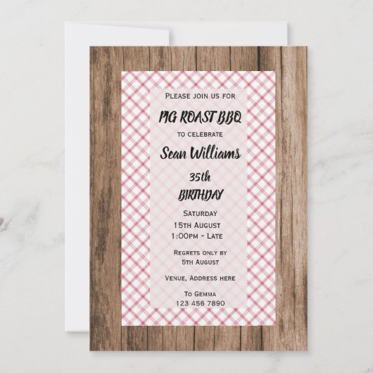 Invitation Fête d'anniversaire du barbecue (Dos)