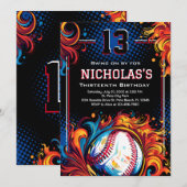 Invitation Fête d'anniversaire du baseball (Devant / Derrière)