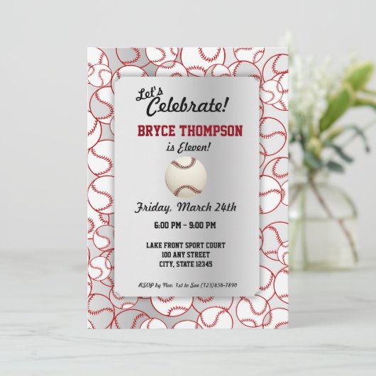 Invitation Fête d'anniversaire du baseball (Debout devant)