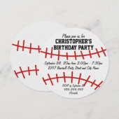 Invitation Fête d'anniversaire du baseball (Devant / Derrière)