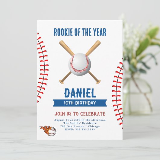 Invitation Fête d'anniversaire du baseball (Debout devant)