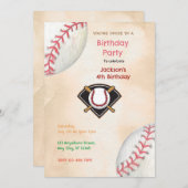 Invitation Fête d'anniversaire du baseball (Devant / Derrière)