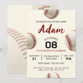 Invitation Fête d'anniversaire du baseball vintage (Devant / Derrière)