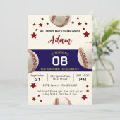 Invitation Fête d'anniversaire du baseball vintage (Debout devant)