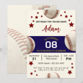 Invitation Fête d'anniversaire du baseball vintage (Devant / Derrière)