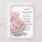 Invitation Fête d'anniversaire du Basket de bal en argent ros (Devant)