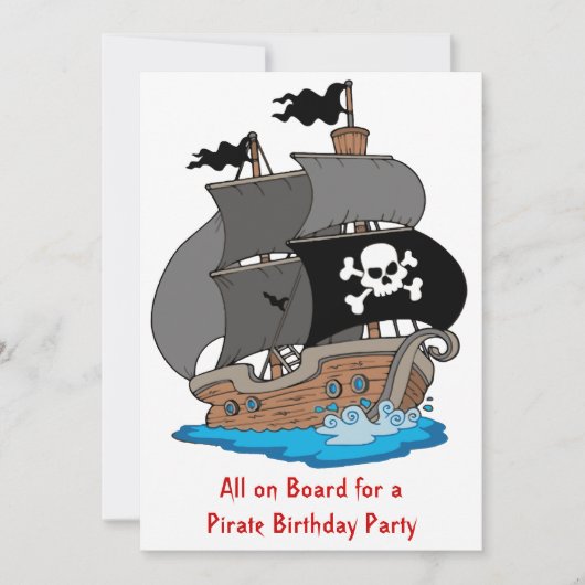 Invitation Fête d'anniversaire du bateau pirate (Devant)