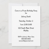 Invitation Fête d'anniversaire du bateau pirate (Dos)