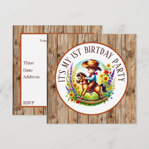 Invitation Fête d'anniversaire du bébé cowboy cool