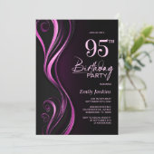 Invitation Fête d'anniversaire du Black Pink moderne 95e (Debout devant)