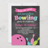 Invitation Fête d'anniversaire du bowling de la fille - (Devant)