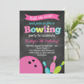 Invitation Fête d'anniversaire du bowling de la fille - (Debout devant)