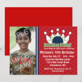 Invitation Fête d'anniversaire du bowling photo personnalisé (Devant / Derrière)