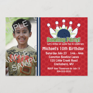Invitation Fête d'anniversaire du bowling photo personnalisé