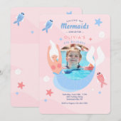 Invitation Fête d'anniversaire du cadre photo Mermaid (Devant / Derrière)