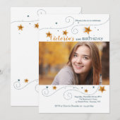 Invitation Fête d'anniversaire du cadre photo Star (Devant / Derrière)