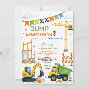 Invitation Fête d'anniversaire du camion à benne tout le mond