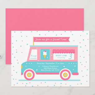 Invitation Fête d'anniversaire du camion à crème glacée