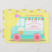 Invitation Fête d'anniversaire du camion à crème glacée | Ros (Devant / Derrière)