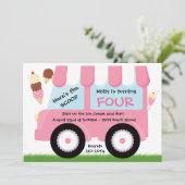 Invitation Fête d'anniversaire du camion à glace (Debout devant)