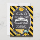 Invitation Fête d'anniversaire du camion-citerne de construct (Devant)