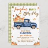 Invitation Fête d'anniversaire du camion de citrouille d'auto (Devant / Derrière)